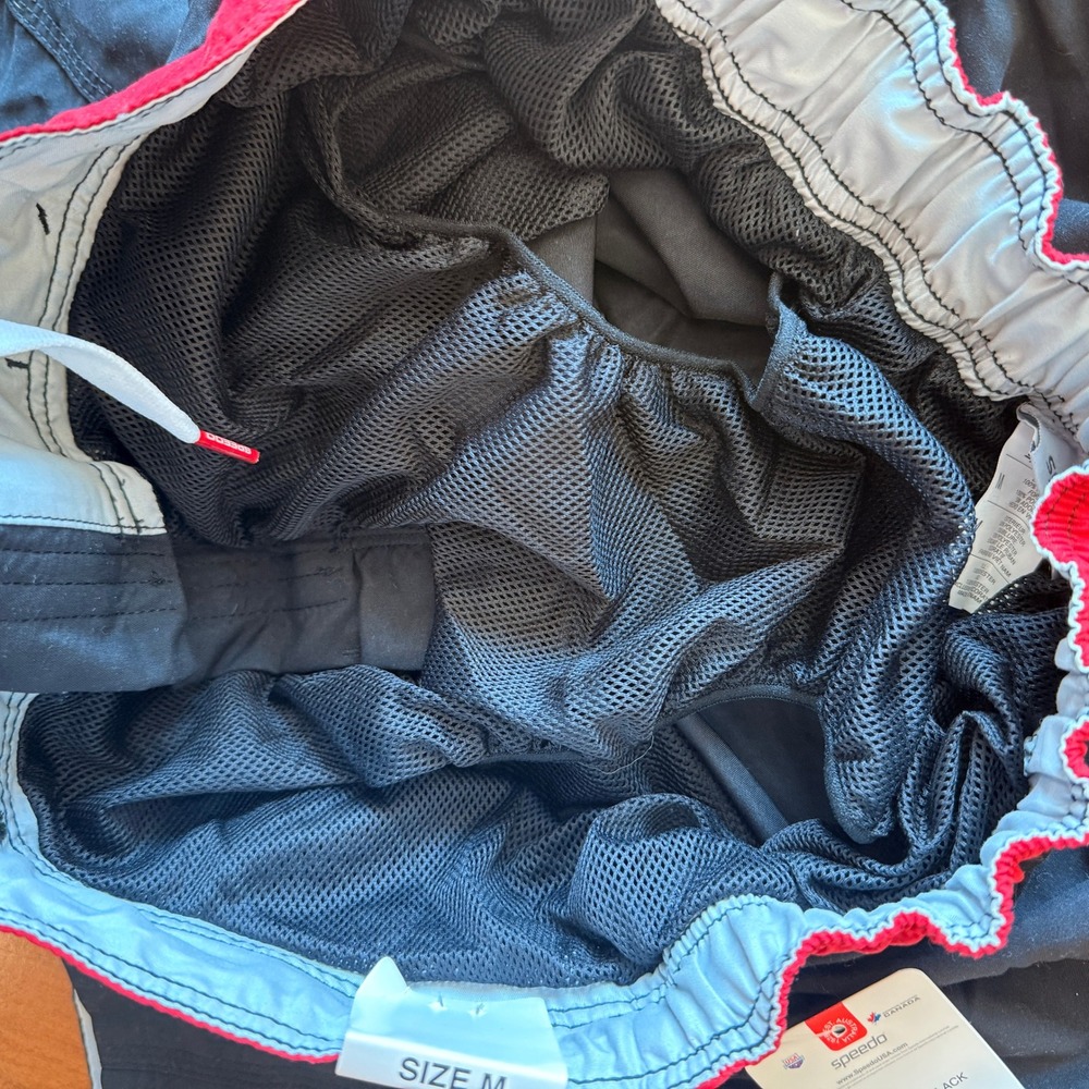 Speedo Men's Black/Red Swim Trunks Size M NWT - Picture 4 of 5
